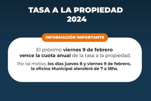 La Cumbre : el 9 de Febrero vence la cuota anual de la Tasa a la Propiedad